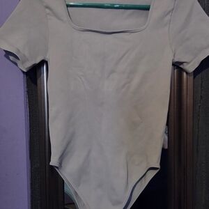 Gray Square Neck Bodysuit